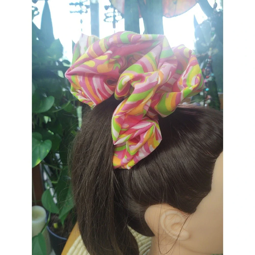 Pink Tie Dye‎ Swirl Polyester Cotton Blend XXL Scrunchie 7